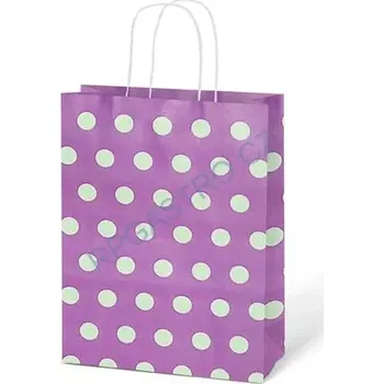 Dárková taška Papírová taška dárková vel.S 150x210x80 mm fialová s bílými puntíky (5251325.3)