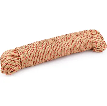 Příze Padáková šňůra / lano Ø5 mm Varianta: 2 krémová červená, Balení: 50 m