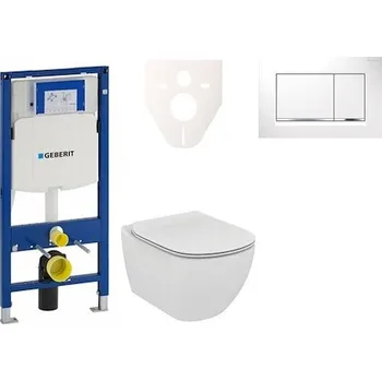Cenově zvýhodněný závěsný WC set Geberit do lehkých stěn / předstěnová montáž+ WC Ideal Standard Tesi 111.300.00.5NE5