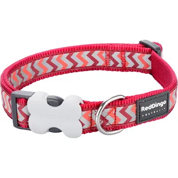 Obojek pro psa Obojek Red Dingo 25 mm x 41-63 cm ZIGGY Reflexní - Červená