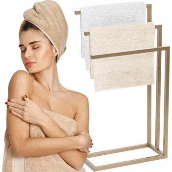 Věšák Stojan na ručníky Framado kovový žlutý se 3 rameny