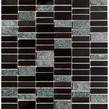 Obklad Nerezová mozaika Premium Mosaic Stone černá 30x30 cm mat / lesk MOS4815BK