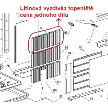 Krbová kamna La Nordica - litinová vyzdívka do topeniště ROSA Reverse, 350x140mm
