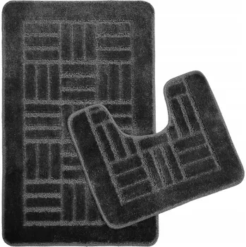 Koupelnová předložka KOUPELNOVÉ PŘEDLOŽKY PROTISKLUZOVÉ PLYŠOVÉ TMAVĚ ŠEDÉ S VÝŘEZEM NA WC