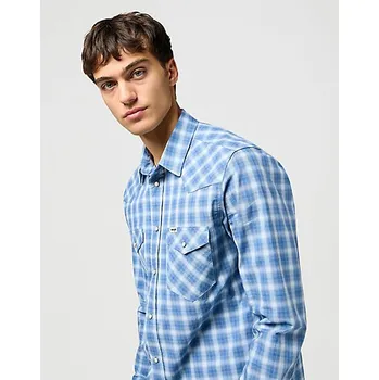 Pánské oblečení Košile Wrangler WESTERN SHIRT BLUE Velikost: XL