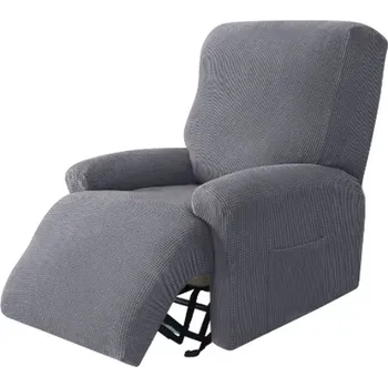 Napínací potah Žakárový potah na křeslo - 4dílný (14 barev) Barva: Šedá