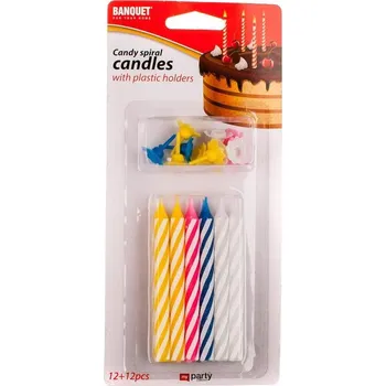 Svíčka Banquet Svíčka narozeninová 8x0,7cm (12 svíček,12 bodců) mix barev MY PARTY