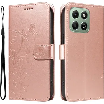 Pouzdro na mobilní telefon Flowery knížkové pouzdro na Honor X6b - růžovozlaté