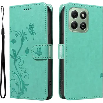 Pouzdro na mobilní telefon Flowery knížkové pouzdro na Honor X6b - modrozelené