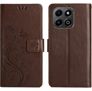 Pouzdro na mobilní telefon Flowers knížkové pouzdro na Honor X6b - hnědé