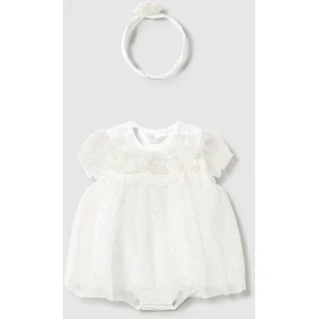 Oblečení a móda Dívčí šaty komplet Mayoral 1659 smetanová Rozměr: 6 - 9 měsíců, 75 cm