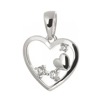 Přívěsek Stříbrný přívěšek srdíčko s čirými zirkony 79287F