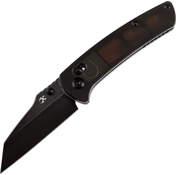 kapesní nůž Kansept Main Street Black Stonewashed 154CM Světle hnědý akryl T1015V8