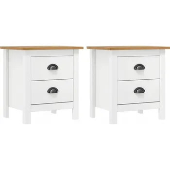 Noční stolek Noční stolek dřevěný Hill bílo-medový 46x35x49,5 cm