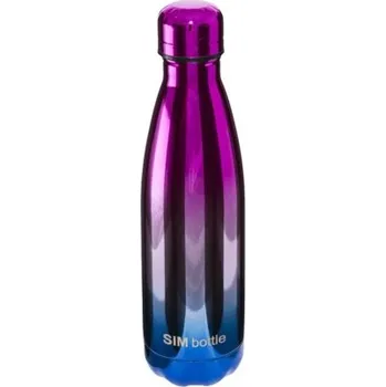 Shaker SIM bottle Láhev Metal z nerezové oceli 500 ml - růžově modrý gradient + Sleva 3 % pro registrované