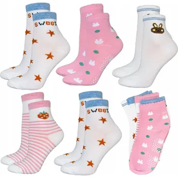 5x Dětské PONOŽKY dívčí ponožky ABS protiskluzové 28-30