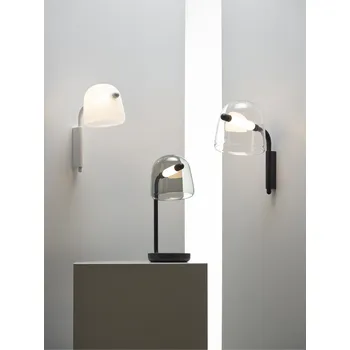Nástěnná LED lampa Brokis Mona small Wall PC969, 5000K Povrch Montury: kov - černý matný komaxit, Barva skla: Fialová - transparentní sklo, Povrch baldachýnu: kov - bílý matný komaxit