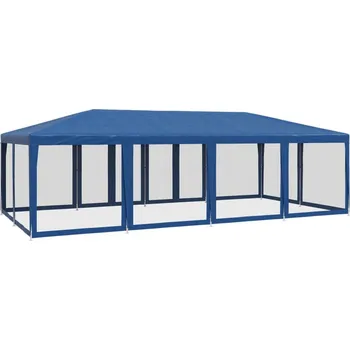 Zahradní stan OMAXI Party stan s 12 síťovanými bočnicemi modrý 8 x 4 m HDPE 806988