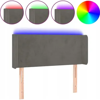 Čelo postele LED samet tmavě šedé 83x16x78/88cm