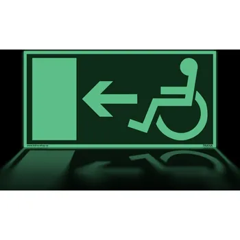 Značení Traiva s.r.o. Únikový východ bezbarierový - vlevo Verze: Samolepka 200 x 100 mm tl. 0.4 mm - fotoluminiscenční - Kód: 07886