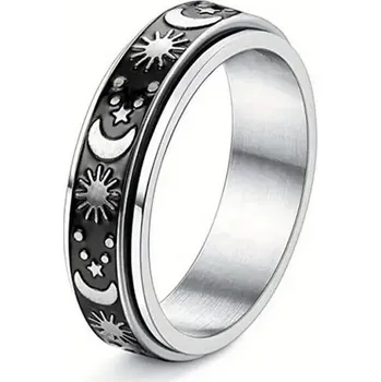 Prsten Ocelový prstýnek se sluncem a měsícem