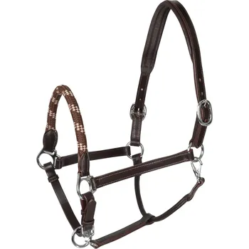 Acavallo Kožená ohlávka s provazovým nánosníkem Barva: Černá, Velikost: Full