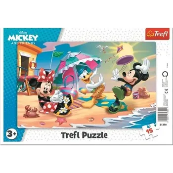 TREFL Puzzle Mickey a Minnie: Zábava na pláži 15 dílků