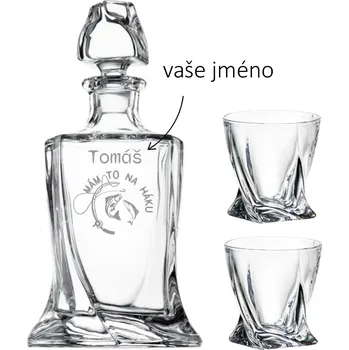 Sklenice Dekorant Bohemia Crystal křišťálový whisky set pro rybáře MÁM TO NA HÁKU
