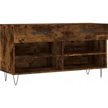 Lavice s úložným prostorem na boty, hnědý dub, 102x35x55 cm