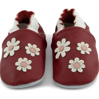 Capáčky CAROZOO Kožené capáčky s koženou podrážkou kopretiny 5-6 let Červená 29,5