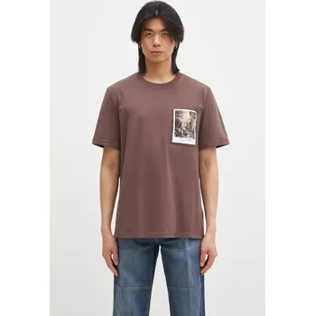 Pánské tričko Bavlněné tričko Helmut Lang Pstcard T Dtown.Mal hnědá barva, s potiskem, O10HM518, XL, 88X