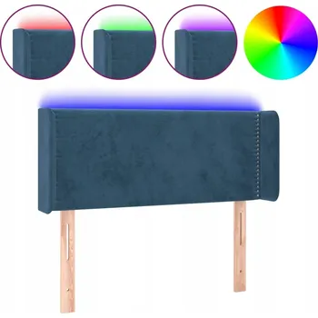 Čelo postele LED sametové tmavě modré 103x16x78/88 cm
