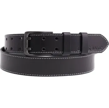 Opasek Pánský kožený opasek Black Hand se dvěma trny 005-98 HEAVY černý s bílým štepováním Velikost = obvod pasu (cm): 110 cm