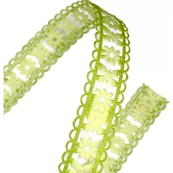 Stuha Stuha girlandová MONICA GREEN zelená 25mm x 5m (15,-Kč/m) (Stuha vysekávaná, žzelená, oboustranná, motiv motýl a květina)