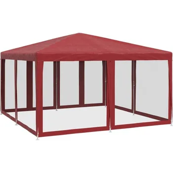 Zahradní stan OMAXI Party stan s 8 síťovanými bočnicemi červený 4 x 4 m HDPE 806919