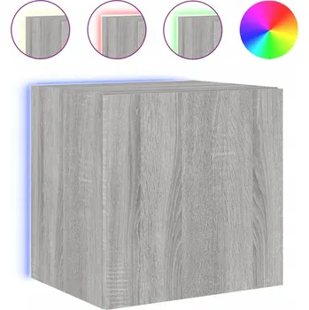 Komoda Závěsná RTV skříňka LED RGB 40,5x35x40 šedý dub