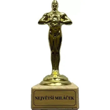 Trofej Oskar Největší miláček – originální dárek pro partnera, manžela, přítelkyni a valentýnskou radost – zlatá trofej na mramorovém podstavci