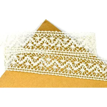 Stuha Stuha krajka HARMONY smetanová 38mm x 2,5m (Pravá krajková stuha, barva smetanová )