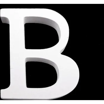 Dřevěná dekorace písmena abecedy výška 8 cm - 2 "B" bílá sněžná