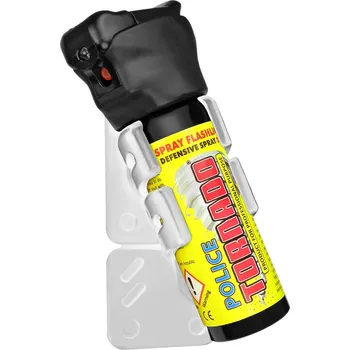 Obranný sprej Pepřový sprej POLICE TORNADO s držákem na dveře a LED světlem - 40 ml, bílý držák