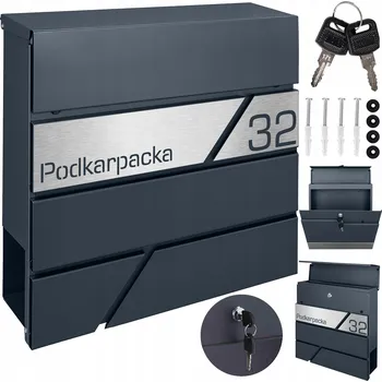 Poštovní schránka Šedá poštovní schránka M-TEC Poštovní schránka a držákem na noviny