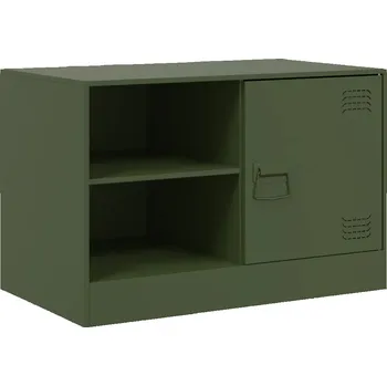 Televizní stolek TV stolek ocelový 67x39x44 cm Olivově Zeleň
