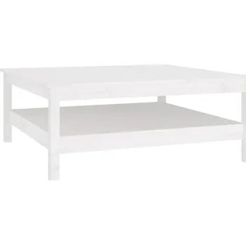 Konferenční stolek Konferenční stolek dřevěný bílý 100x100x40 cm s poličkou