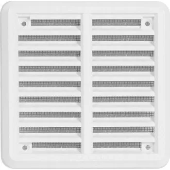 Větrací mřížka Ventilační mřížka se síťkou, plastová záslepka, 100x100mm Bílá