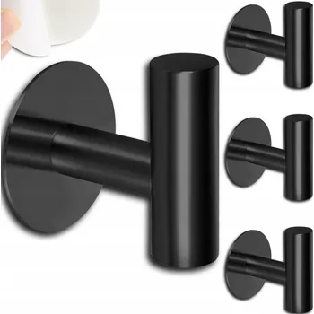 Věšák Koupelnové háčky sada 4ks samolepicí 3M ocel LOFT věšák černé