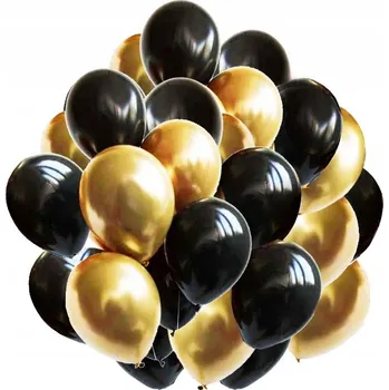 Balónek BALÓNKY ČERNÉ chrom ZLATÉ CHROMOVÉ lesklé sada 25 Ks