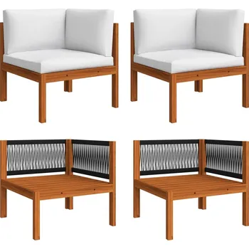 Zahradní pohovka vidaXL Zahradní rohové pohovky 2 ks s polštáři, akácie a provaz