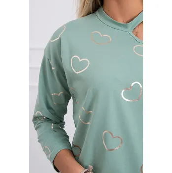 Stylová srdcová halenka K-Fashion v tmavé mátové, UNI i519_19667-U