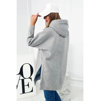 Dámská mikina Dámská teplá mikina s kapucí a rozparky K-Fashion šedá, UNI i519_20938-U