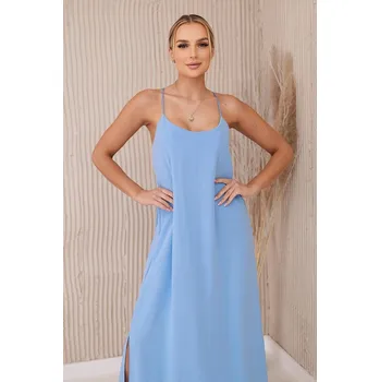 Dámské šaty Dámské dlouhé modré šaty na ramínka K-Fashion, UNI i519_29022-U